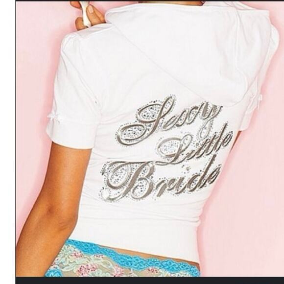 Y2k vintage Victorias Secret RHINESTONE BLING Sexy Little Bride Bling Hoodie
